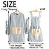 Breathable Long Sleeve Apron Protective Suspender Work Dress Cleaning Apron  Restaurant Use