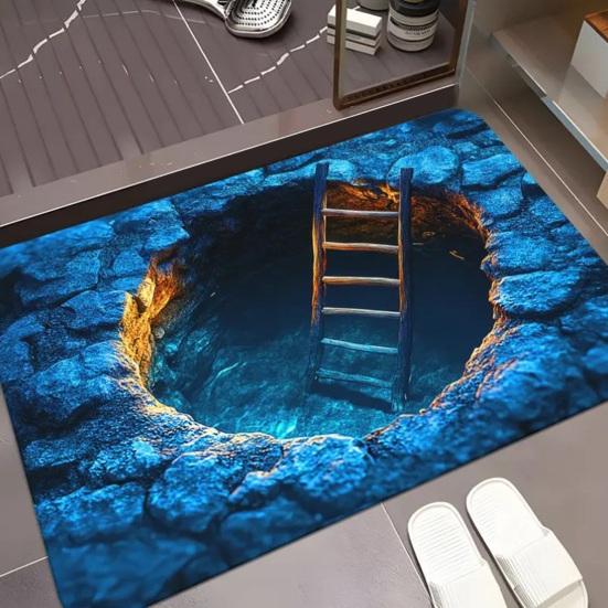 Covoraș de podea Iluzie optică 3D Efect de gaură realist Covoraș de ușă Covoraș interactiv pentru animale de companie Decorare living hol intrare