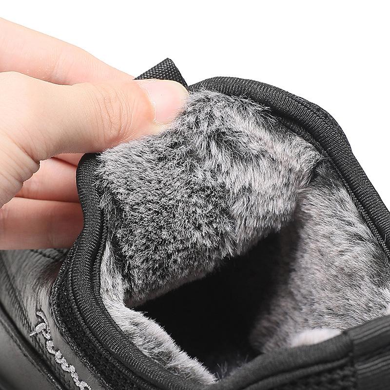 Winter Herren Baumwollschuhe Plüsch Verdickt Warmhaltend PU-Leder Stiefel Leicht Lässig Große Größe 47 Qualitäts Baumwoll-Sneakers
