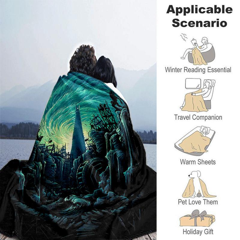 Whimsical Fantasy Landscape: A Unique Art Print for Your Home DecorPrint Blanket, Soft Blanket For Sofa Office Bed And Travelling Daughter B