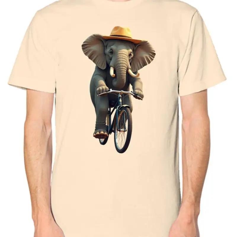 Elephant Riding A Bike T shirt Animal Print Bicycle Funny Cool Top