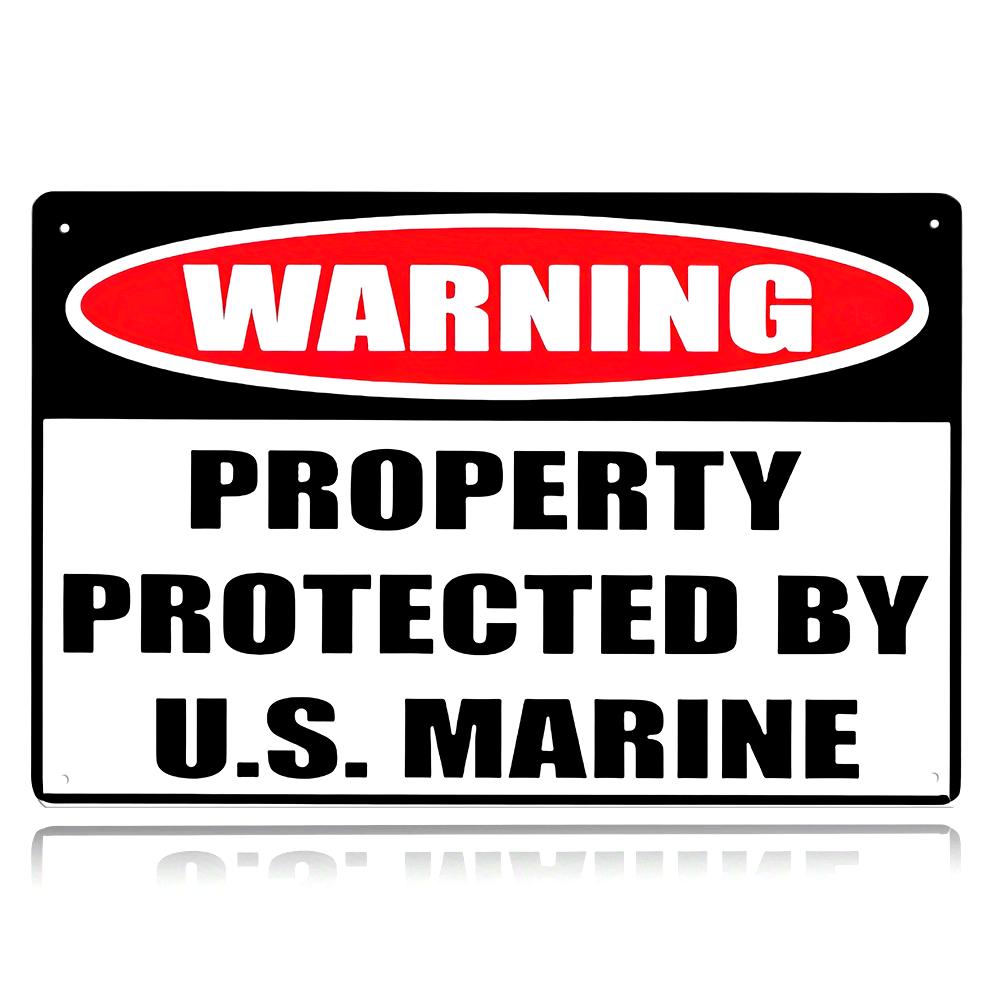 

Warning Property Protected By US Marine Metal Tin Sign Military Security Notice Retro Plaque for Home Yard Farm Wall Decor 20x30cm（7.8x11.8inch）