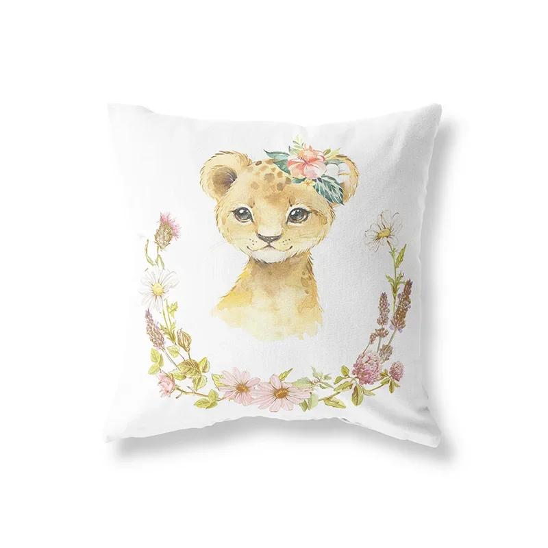 Cute Rabbit Giraffe Animals Children Room Decor Polyester  Cushion Cover Sofa Pillow  Home Decoration Throw Pillowcase