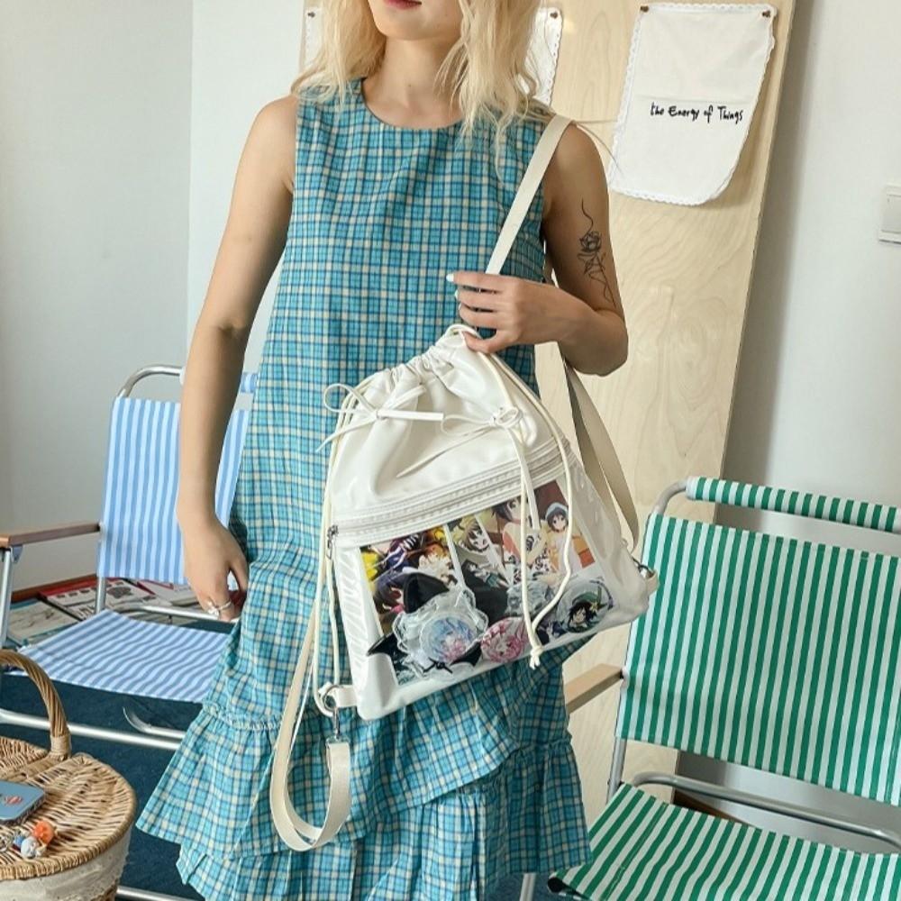 Transparent Pocket Itabag Large Capacity Shoulder Bag Portable Drawstring Backpack Girls белый 1696₽