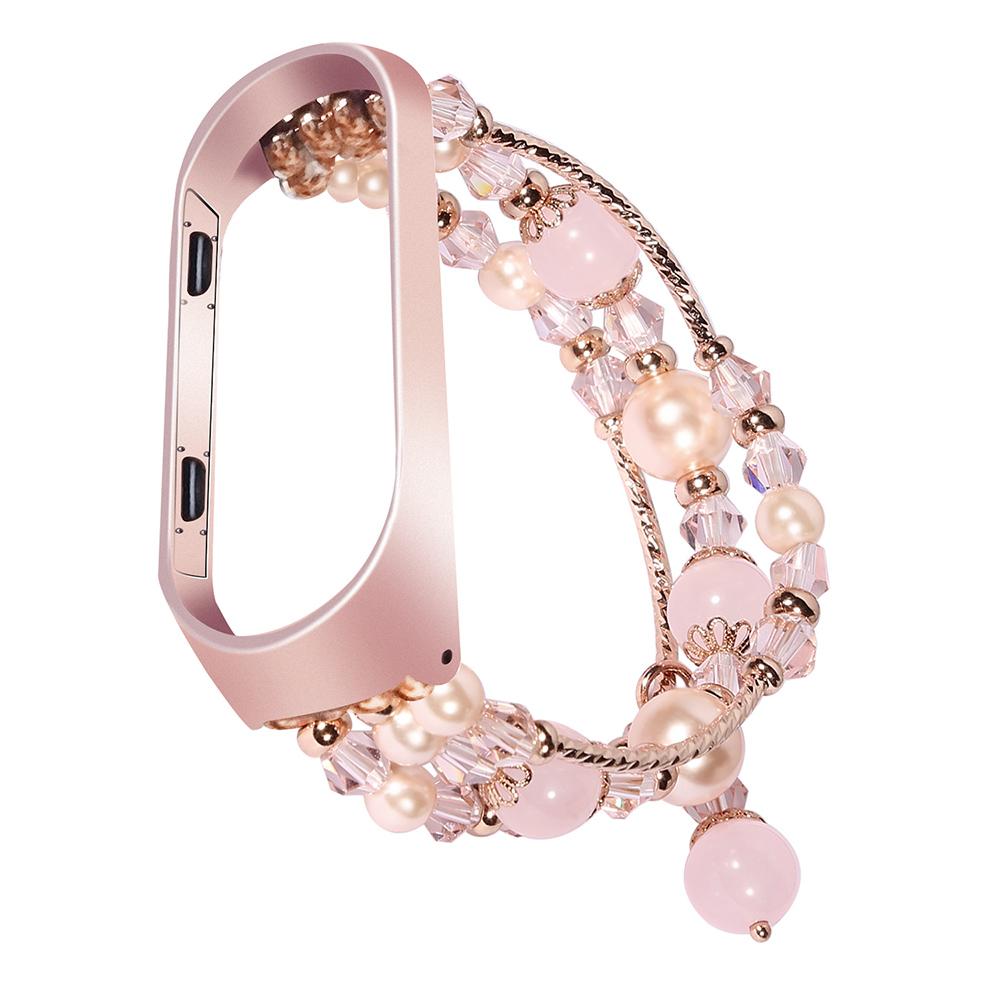 

Mi Band 8/9/10 Jewelry Stretchy Bracelet for Xiaomi Mi Band 7 4 5 6 Beads Smart Bracelet Strap Women Fashion Wrist Band Loop Mi Band 5 6 розовый