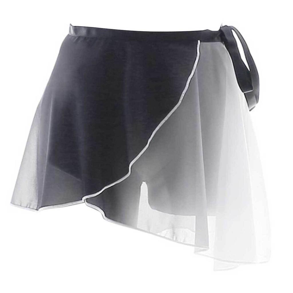 Womens Lace-up Gradient Chiffon Wrap Skirt Ballet Dance Training Gymnastics Performance Asymmetric Mini Skirt