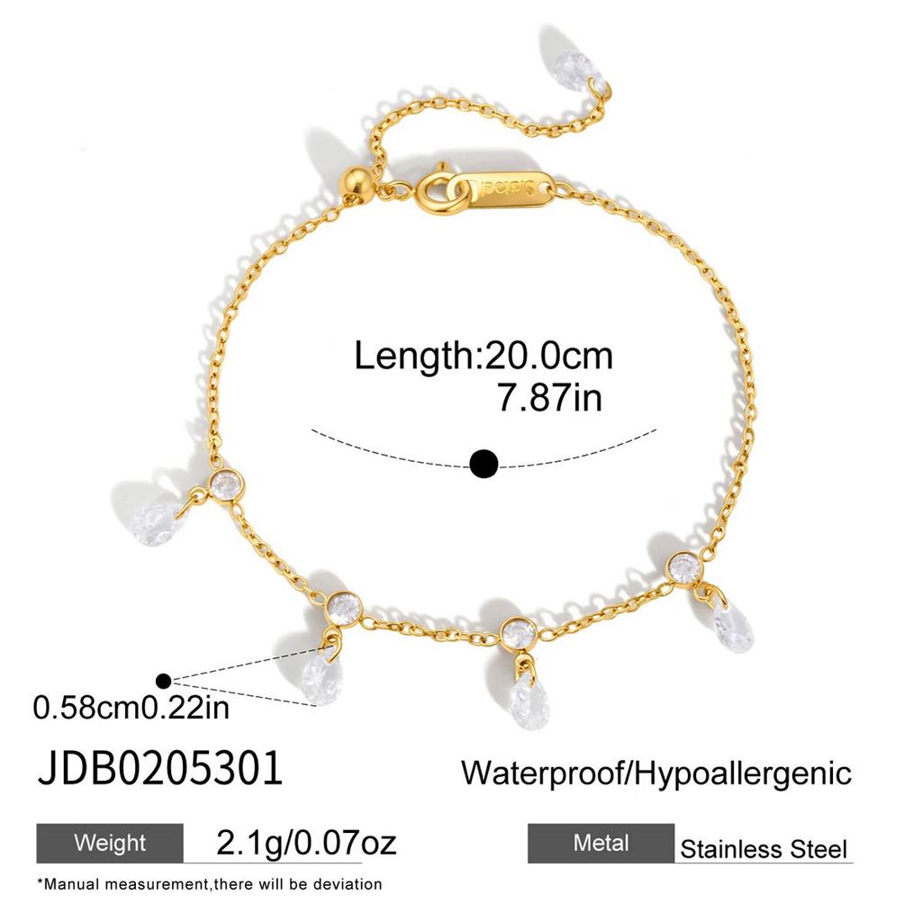 Youthway Delicate Cubic Zirconia Pendant Cuff Bracelet For Women New Chic 18K Gold PVD Plated Stainless Steel Bangle Jewelry