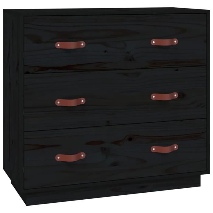 VidaXL Buffet Noir 80x40x75 cm Bois massif de pin 820111