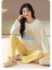 Damen Cartoon Langarm Baumwollpyjama - Koreanischer Stil, Lässig, Lockere Passform für Frühling & Herbst