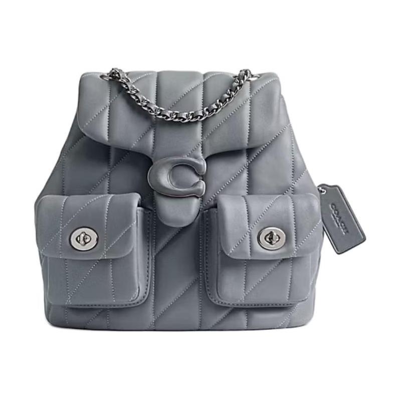 

COACH Tabby 22 External Turnlock Bag Adjustable Shoulder Strap Sheepskin Backpack Small Women s Gray Blue синій