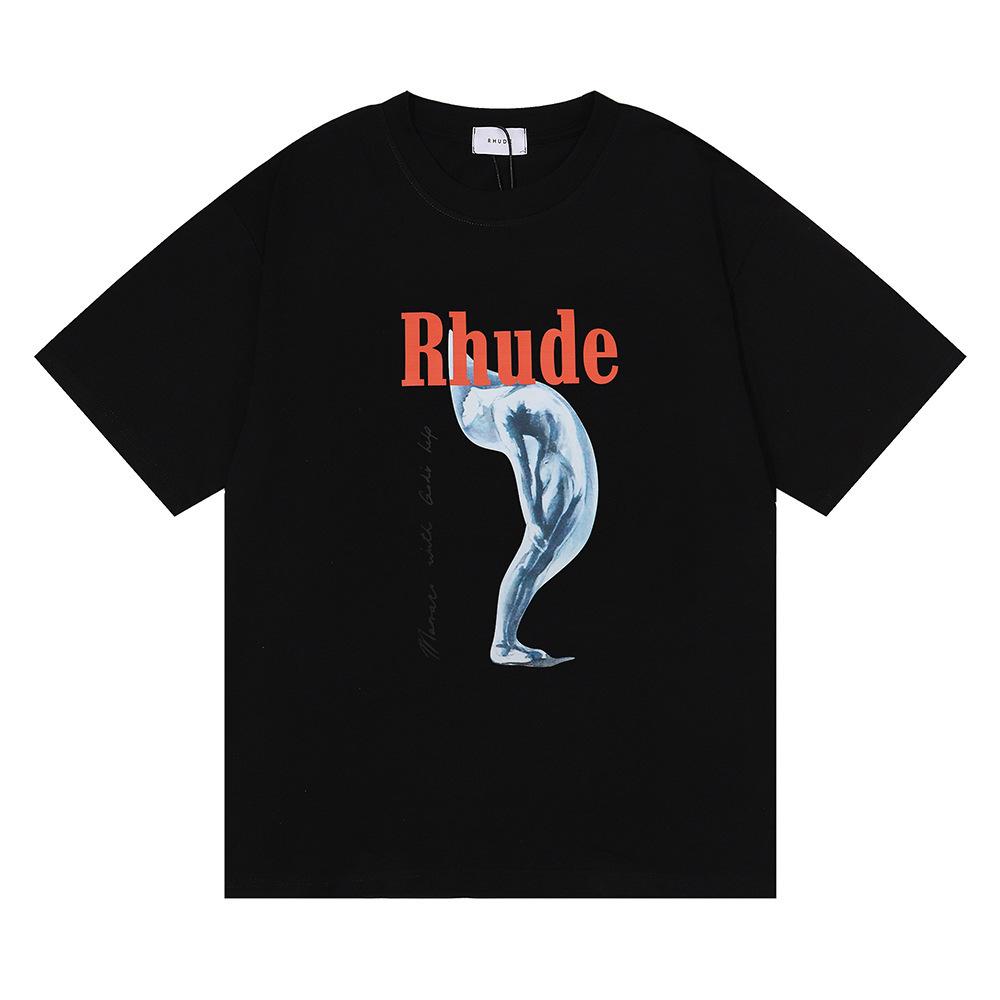 Grenzüberschreitende europäische und amerikanische Trendmarke RHUDE Kunst abstraktes Design bedrucktes kurzärmeliges T-Shirt für Männer und Frauen Paare High Street locker