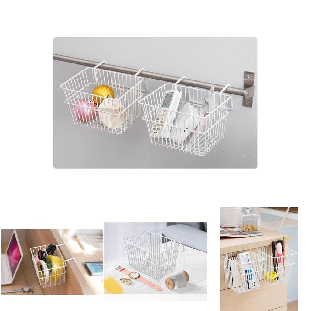 Modern Minimalist Iron Storage Basket For Remote Controls And Stationery In White