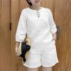 ZANZEA Women Long Sleeve Blouse and Shorts Summer Two Piece Suit Sets