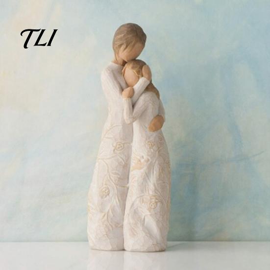 Gift for Valentine Day Wooden Texture Resin Figurine, Hand Carved Mother & Child/Family/Couple/Dog Owner Decorative Statue Office Statue,