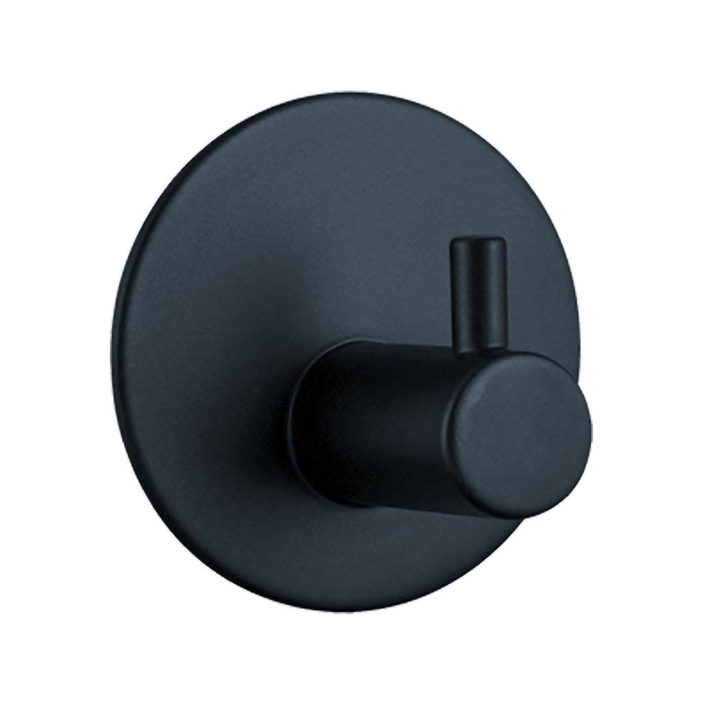 Adhesive Hook No Punching Round Stainless Steel Sticky Shower Hook for Bathroom Kitchen Black