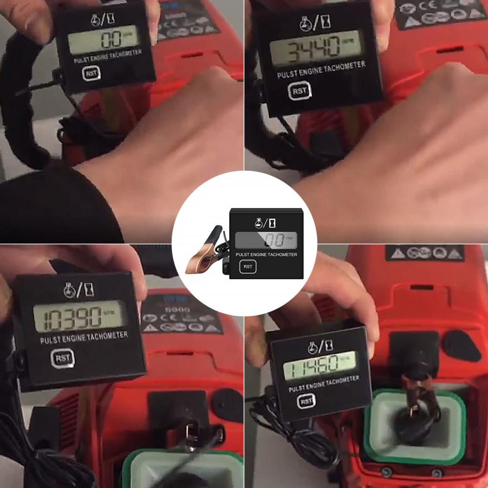 Digital Chainsaw Tachometer Motorcycle Tach Gauge Pulse Speedometer for Cropper Generator Lawn Mower RV ATV Motocross Boat