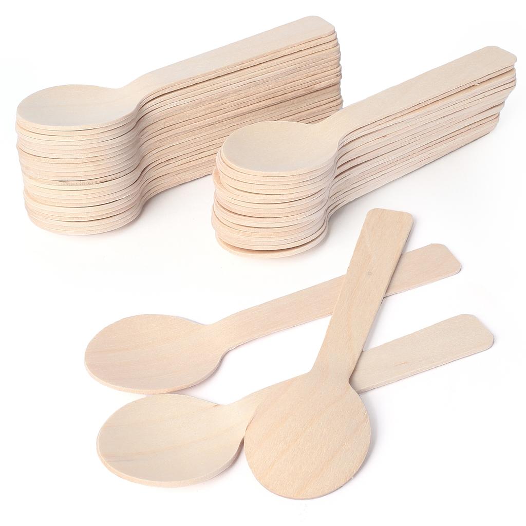 100 Stück Einweg-Holzlöffel Mini-Kostlöffel Großhandel Party Eis Joghurt Hochzeit Dessertgeschirr Honiglöffel Küche