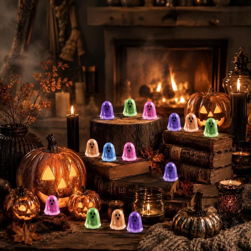 Figurine Mini Fantome Halloween, 100 BUC Fantome Luminoase în Întuneric pentru Masă