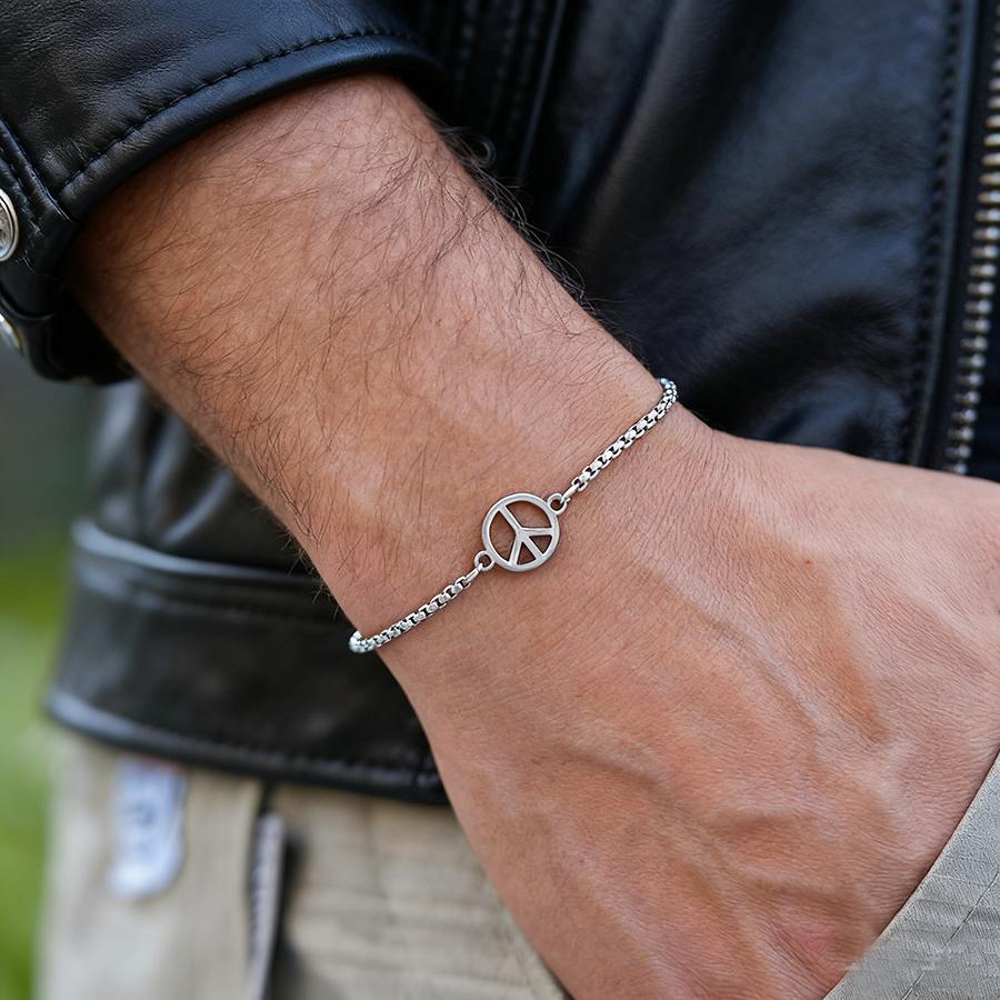 

3 Styles Stainless Steel Bracelet For Men Adjustable Peace Symbol Braslet Hiphop Rock Wrist Accessories Anchor Braclet Homme
