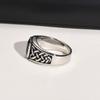 Punk Vintage Ethnic Rings for Men Retro Viking Knot Rune Finger Band, Black Geometric Square Stone Signet Ring Jewelry