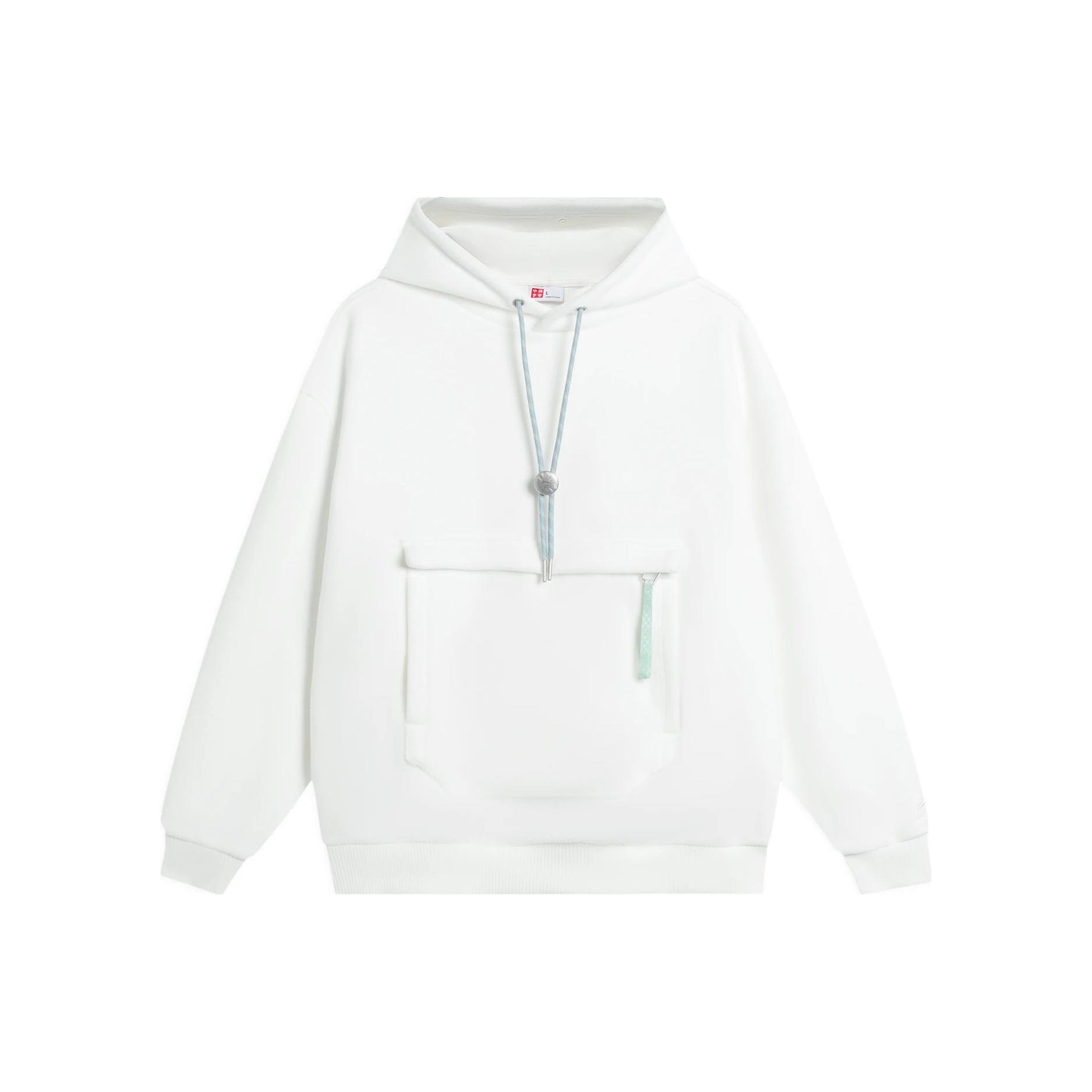 Li Ning Sweatshirts Unisex Ivory Hooded Thickened Regular AWDSC77-2 M