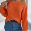 Women's Fashion Casual Autumn Winter Loose Boat Neck Long Sleeve Casual Cut-out Off-the-shoulder Lantern Sleeve Sweater