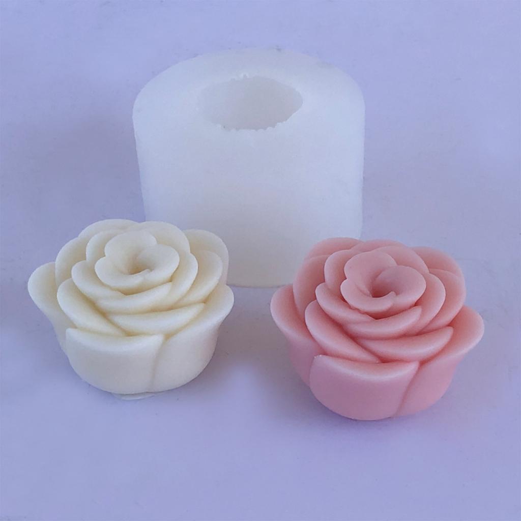 Camellia Flower Candle Mold Non Stick Easy to Demold for DIY Candle Gypsum Ornaments Home Decor Epoxy Resin Casting