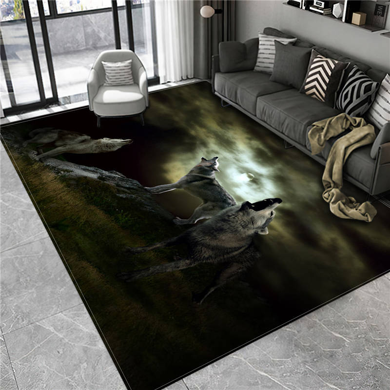 Wolf Carpet 3D Animal Floor Mat For Bathroom Big Flannel Carpet Living Room Bedroom Furniture Rug Lounge Carpet Bedside Mat