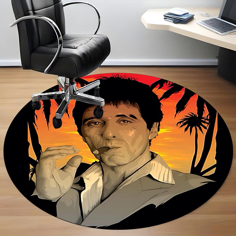 1pc Scarface Carpet, Round Non-Slip Durable Large Size Office Carpet, Suitable for Office, Beautiful Decoration