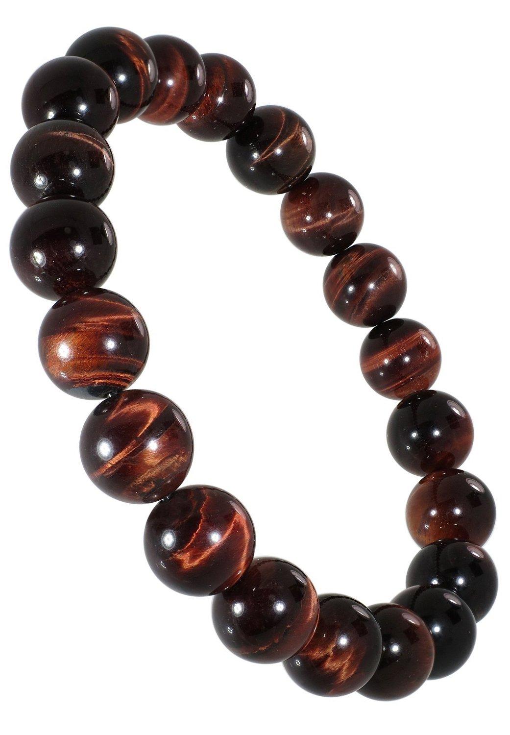 

[Shinjuku Gin no Kura] 10mm 3A Grade Red Tiger Eye Bracelet, 17-20cm Long (18cm Men s Medium), Natural Stone, Simple Design