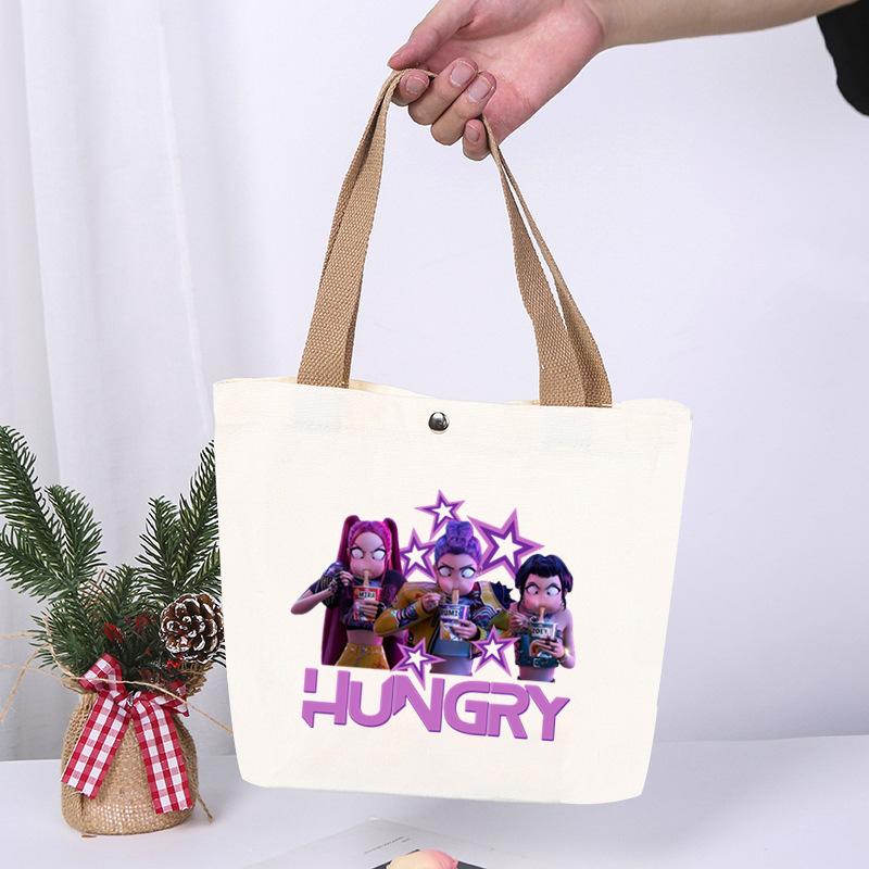 K-Pop Animation Cartoon Printing High Value Fashion Simple Canvas Bag Going Out Portable Shopping Bag Handbag
