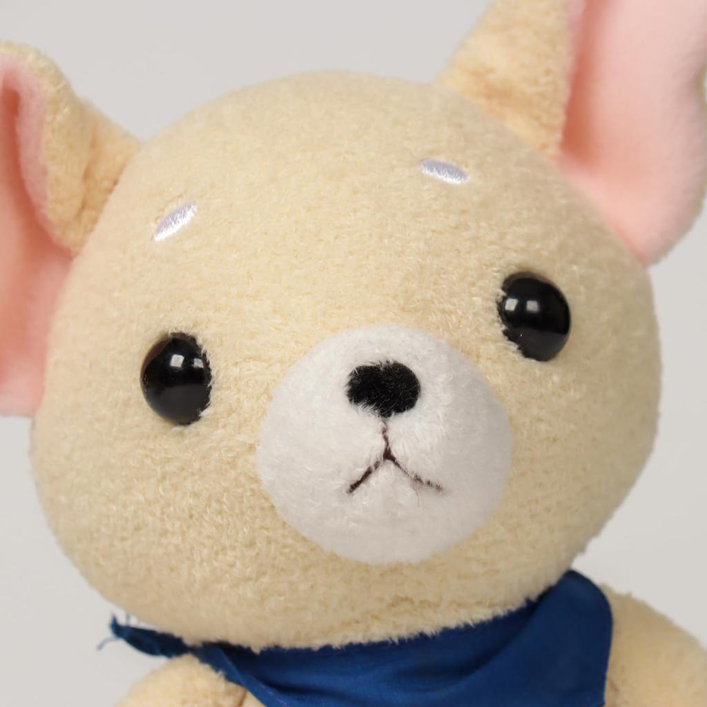Shinada Eyebrow Dog Chihuahua Plush Toy L 18cm Mascot with Bandana