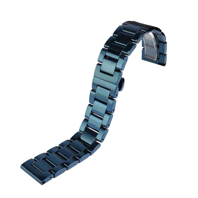 Blue Stainless steel strap substitute Rossini Medal Citizen Armani Longines Blue Cowhide Watch Chain Bracelet 20mm 21mm 22mm