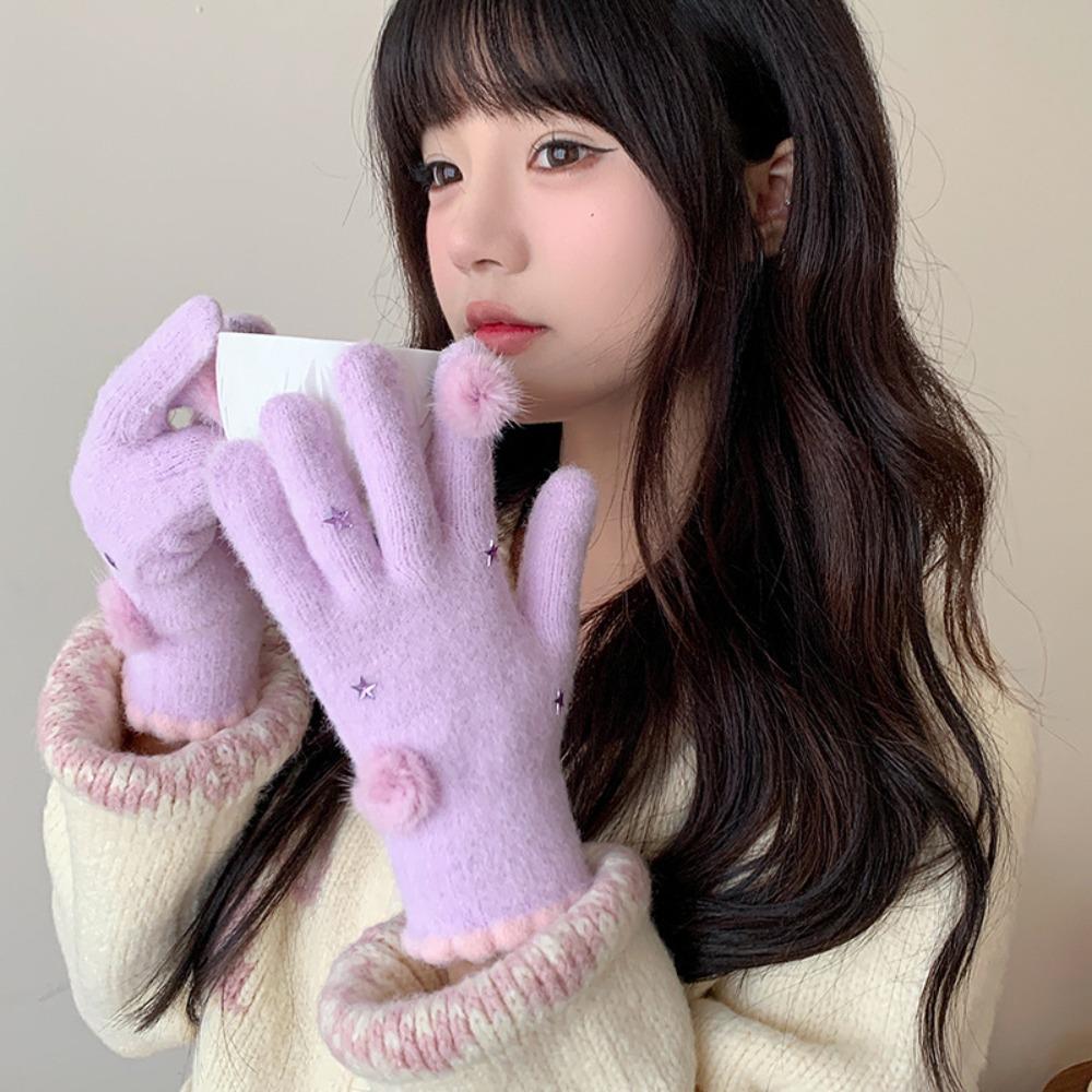 Touch-screen Warm Knitted Gloves Cold Protection Girls Winter Gloves Full Fingers Mittens  Cycling