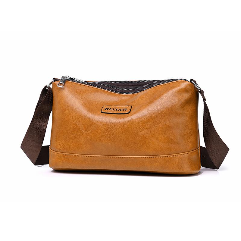 WEIXIER Men's Leather Crossbody Shoulder Bag Waterproof Messenger Bag Briefcase Satchel Travel Bag Casual Bag