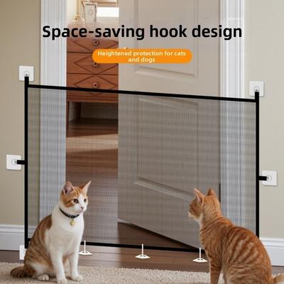 New Retractable Pet Barrier Fences Mesh Folding Pet Safety Gate Anti-Escape with Hooks Dog Isolation Gate Balcony