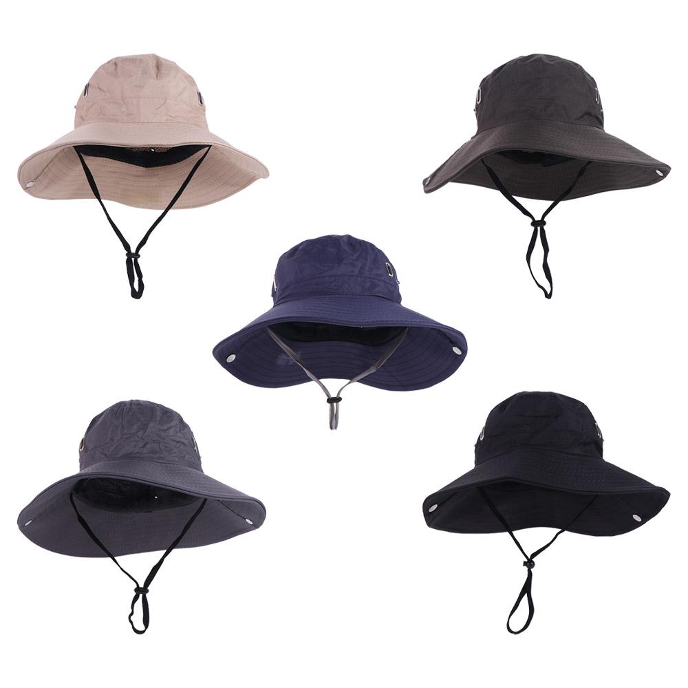 Hiking Wide Brim Sun Hat Waterproof Drawstring Bucket Hat Fashion Men's and Women's Hat  Outdoor