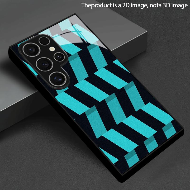 Blue Diagonal Pattern 2D Phone Case for Samsung S26 S25 S24 S23 S22 S21 S20 A56 A36 A16 - Glass Protective Cover