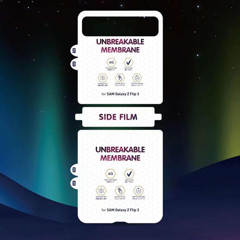 3 In1 Protective Film Galaxy Z Flip3 Front Back Side Screen Protector