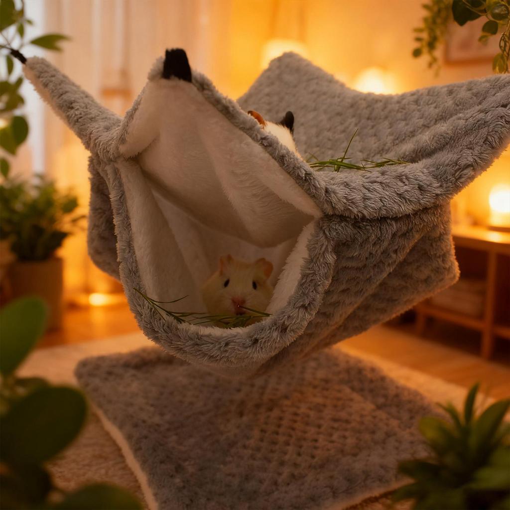 Hamsterbett Plüschnest Höhle Tunnel Kleintier Hängematte Für Gleitbeutler Frettchen Käfig Schlafen Ruhen Verstecken Spielen Klettern