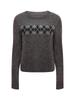 Lambswool Diamond Pattern Retro Round Neck Sweater - Autumn/Winter Casual Knit Top