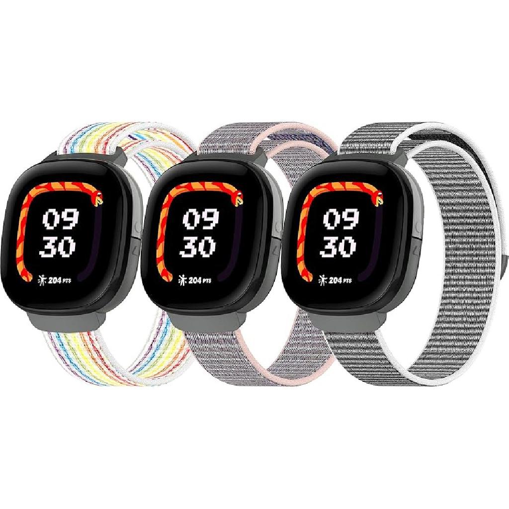 3-Pack Nylon Bands Compatible with Google Fitbit Ace LTE (2024), Breathable Sport Replacement Straps Soft Adjustable Solo Loop Nylon Wristband for