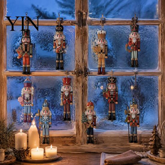 Indoor Christmas Tree Trim 48Pcs Nutcracker Wooden Ornaments, Classic Soldier Hanging Decorations, Vintage Durable Xmas Wood for Holiday Decor