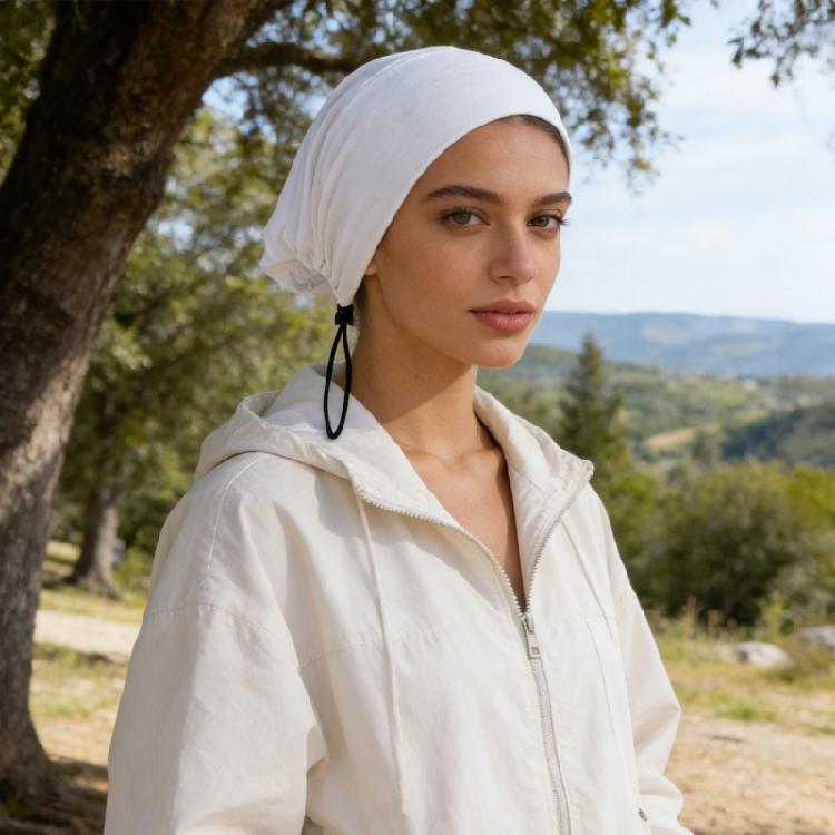 Commuters Friendly Turban Hat Adjustable Drawstring Head Cover Skull Hat for Women Mercerized Cotton Comfortable Headwrap