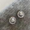 Elegant Zircon Grey Pearl Round Stud Earrings - Stylish, Light Luxury Design for Women