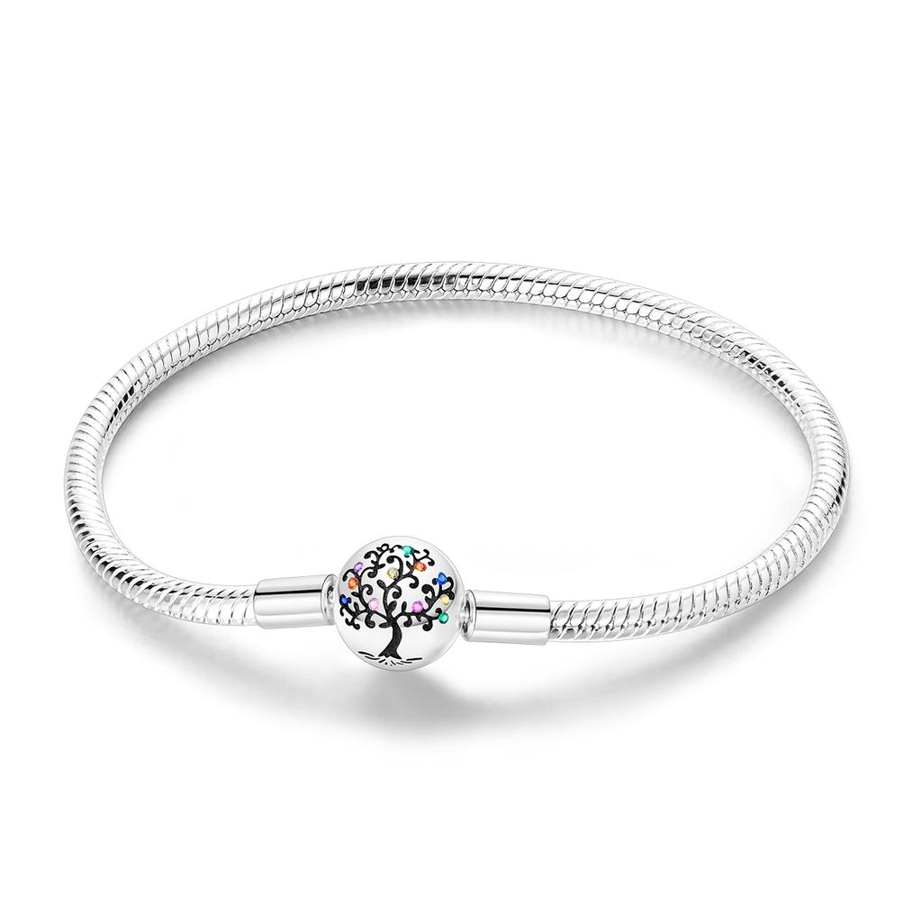 925 Silver Original Snake Chain Clasp Bead Bracelets Fit Charms DIY Jewelry For Women