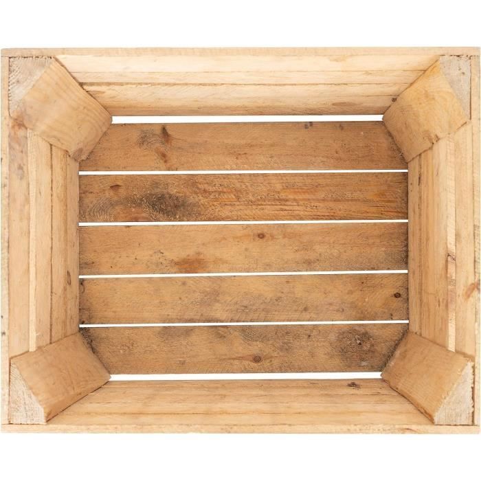 Caisse en Bois Vintage Clair - CREATIVE DECO - 50x40x30 cm - Caisse Bois Vin - Cagette Bois - Fruits - Rangement