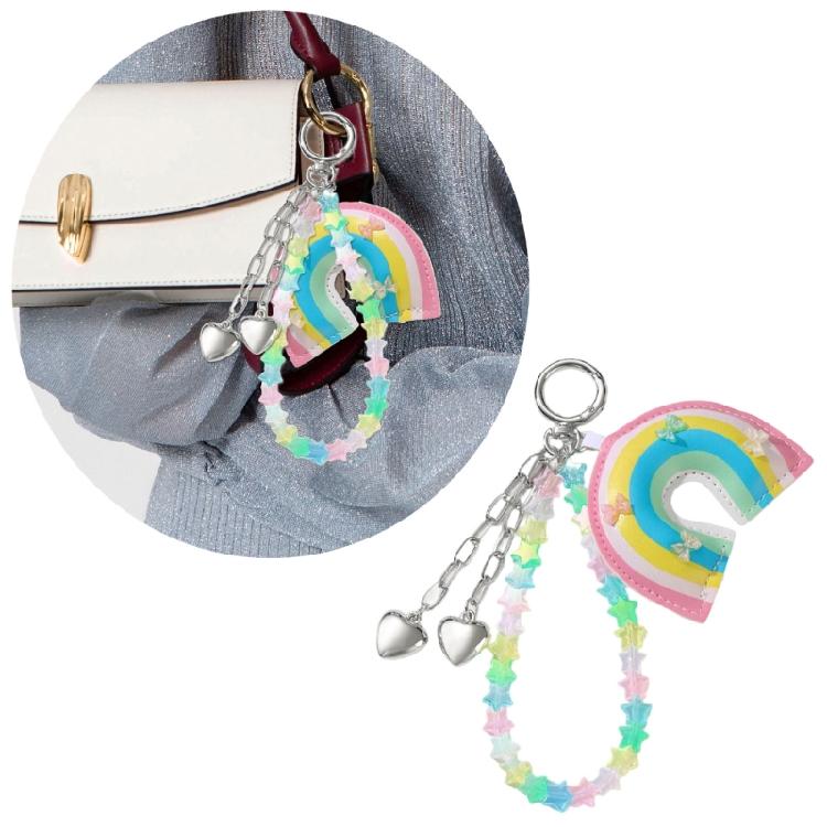 Lovely Heart Keyrings Star Keyholders Braided Rope Keychain Rainbow Car Key Rings Bag Charm for Bag Backback Decoration