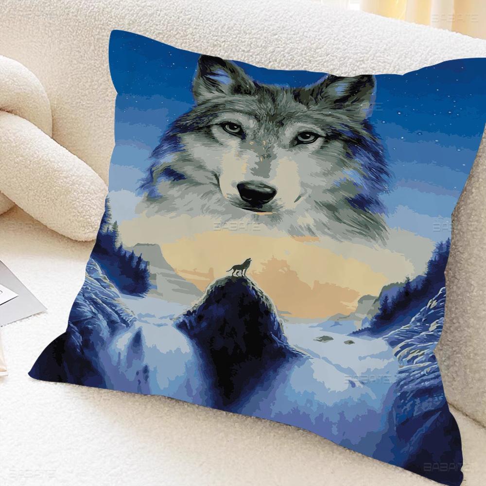 Animal Wolf Wallart Cushion Cover Inches Farmhouse Decor Home Throw Pillow Covers For Couch Decorations