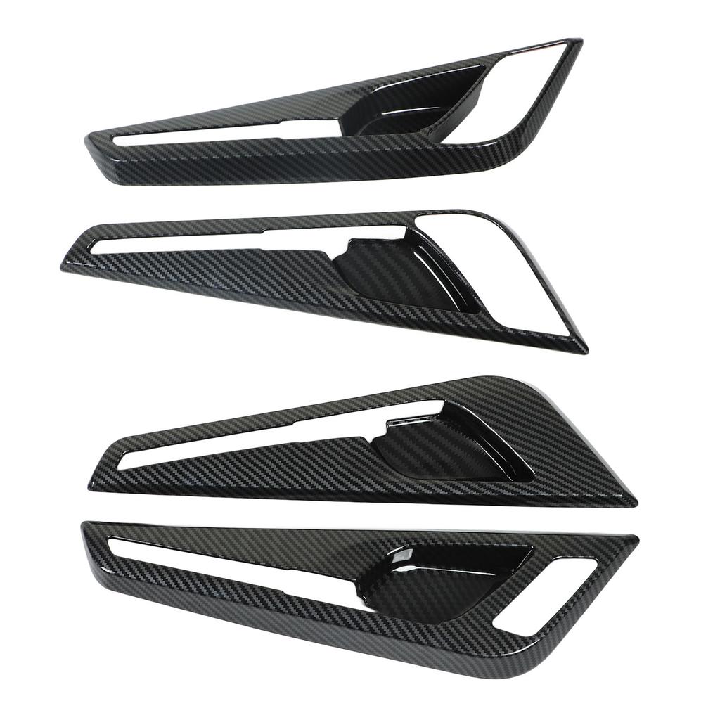 4Pcs Car Interior Door Handle Bowl Cover Trim Carbon Fiber Style Replacement for Kia EV6 2022 Up